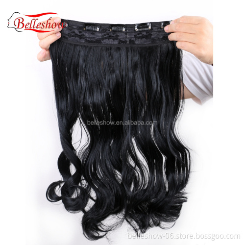 Hot sell Clip On long curly ponytail hair extension Long Curly Ombre Two Tone Synthetic Hair Extensions Clip in on Hair